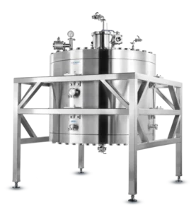 CURSIV® DAC HPLC Column with stainless-steel dynamic axial compression vessel mounted in a rigid support frame, designed for large-scale preparative and process chromatography applications in bioprocessing environments.